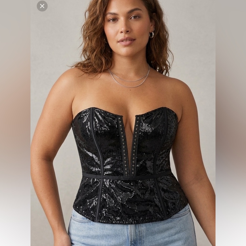 VICTORIA'S SECRET Bustier Womens‎ Size S Black Corset Whimsygoth Studded Glam
